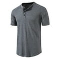 thumbnail image 1 of YYDGH On Clearance Mens Slim Fit Waffle Henley Shirt Casual Lightweight Front Placket Short Sleeve Button Up Shirts Muscle Jerseys Tee Tops(Gray,XXL), 1 of 5