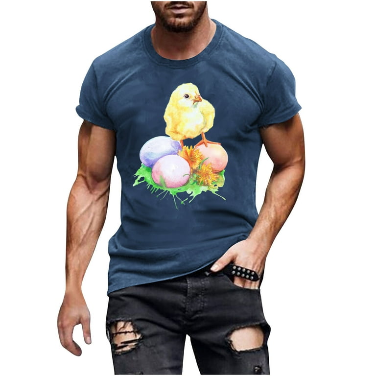 YYDGH On Clearance Plus Size Happy Easter Tops for Men's Short