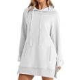 thumbnail image 1 of YYDGH Oversized Hoodie Dress Women Drawstring Long Sleeve Split Hem Hooded Sweatshirt Casual Comfrt Pullover Tops with Pocket White XL, 1 of 5