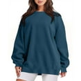 thumbnail image 1 of YYDGH Oversized Sweatshirt for Women Fleece Long Sleeve Crewneck Casual Pullover Hoodie Tops Fall Y2K Trendy Clothes Navy Blue XXL, 1 of 3
