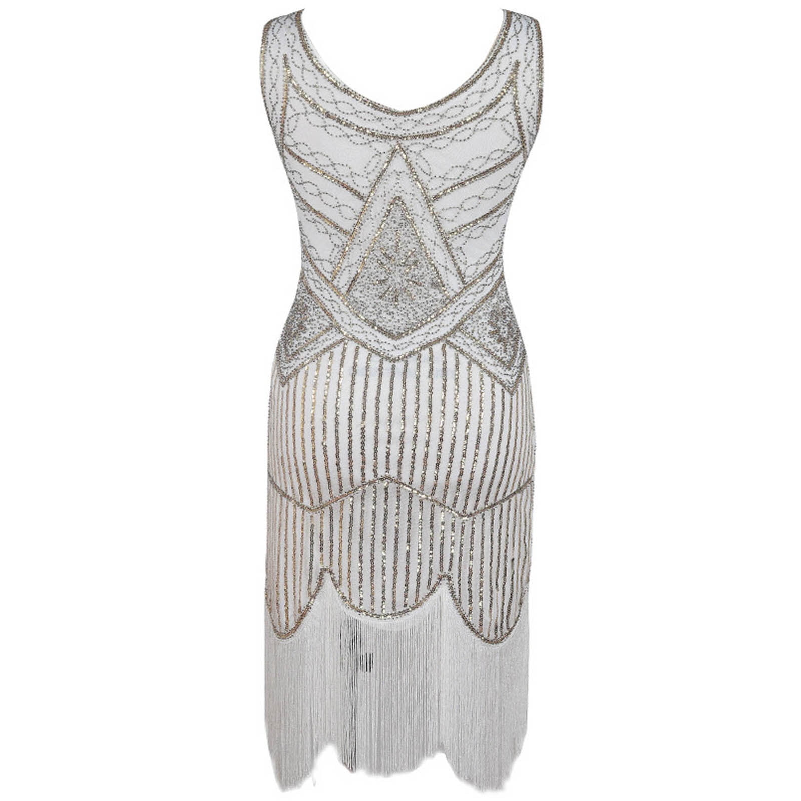 YYDGH Plus Size 1920s Vintage Fringed Sequin Beaded Tassels Hem Flapper  Dress for Women Cocktail Party Dresses White XL - Walmart.com