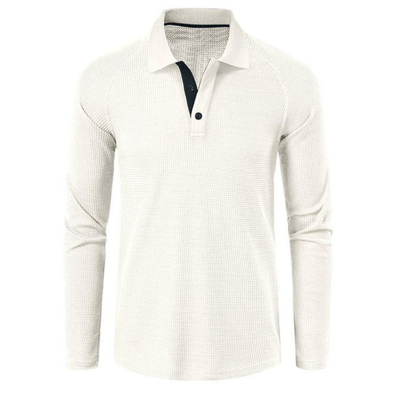 YYDGH Polo Shirts for Men Slim Fit Long Sleeve Stretch Soft Fitted Breathable Collared Mens Pullover Solid Color Shirts