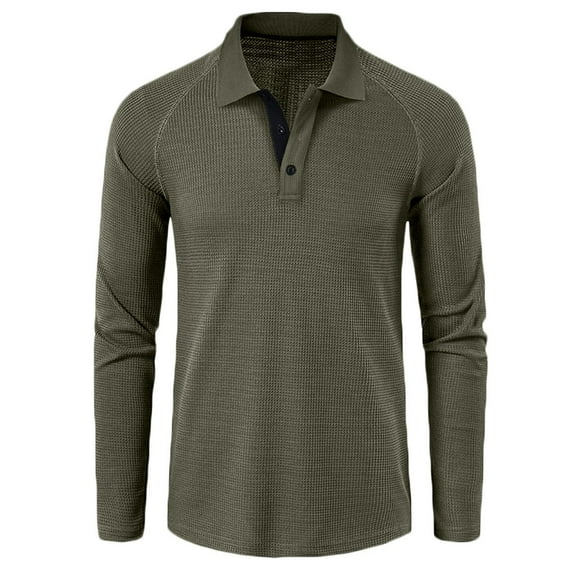 YYDGH Polo Shirts for Men Slim Fit Long Sleeve Stretch Soft Fitted Breathable Collared Mens Pullover Solid Color Shirts