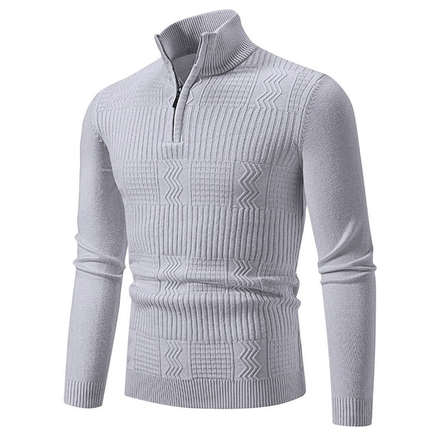YYDGH Quarter Zip Up Long Sleeve Sweaters for Men Slim Fit Lightweight Mock Neck Casual Fall Pullover Polo Sweater