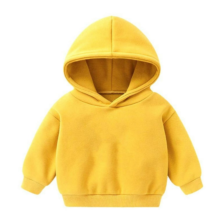 YYDGH Reduced Baby Boys Girls Sweatshirts Long Sleeve Hoodie 2022 Toddler Winter Fleece Solid Sweater Pullover Tops Yellow 2 3 Years