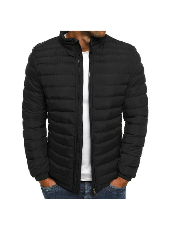 YYDGH Reduced Men's Lightweight Puffer Jacket Thermal Winter Wram Parka Jackets Zip Up Waterproof Bubble Overcoat Black S