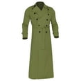 thumbnail image 1 of YYDGH Reduced Men's Winter Slim Stylish Trench Coat Casual Double Breasted Lapel Long Sleeve Solid Belted Long Raincoat Men Overcoat Jackets Green L, 1 of 4