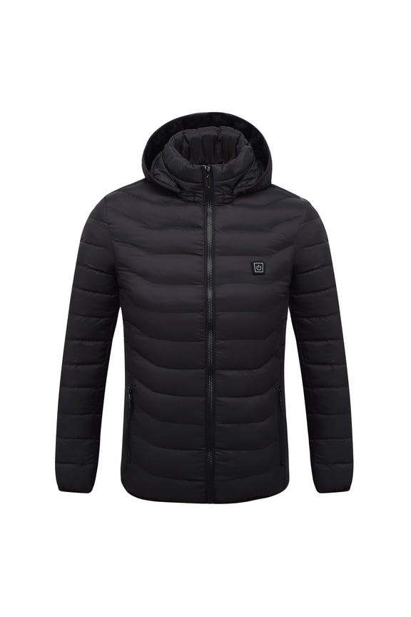 Unisex Warm Winter Plus Size Heated Jackets Zip Up Hooded Heated Coats Electric Outwear With 8 Heating Areas Black S