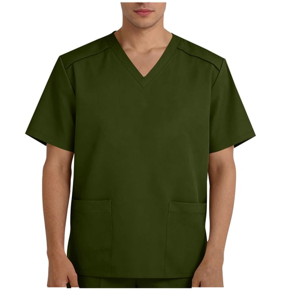 YYDGH Scrub Shirts for Men Short Sleeve V-Neck Nursing Scrubs Tops with Pockets Soft Comfy Worker Uniform Tees