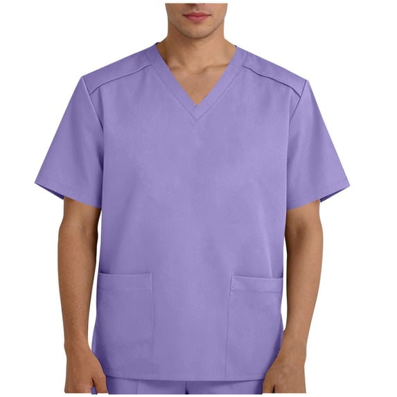 YYDGH Scrub Shirts for Men Short Sleeve V-Neck Nursing Scrubs Tops with Pockets Soft Comfy Worker Uniform Tees