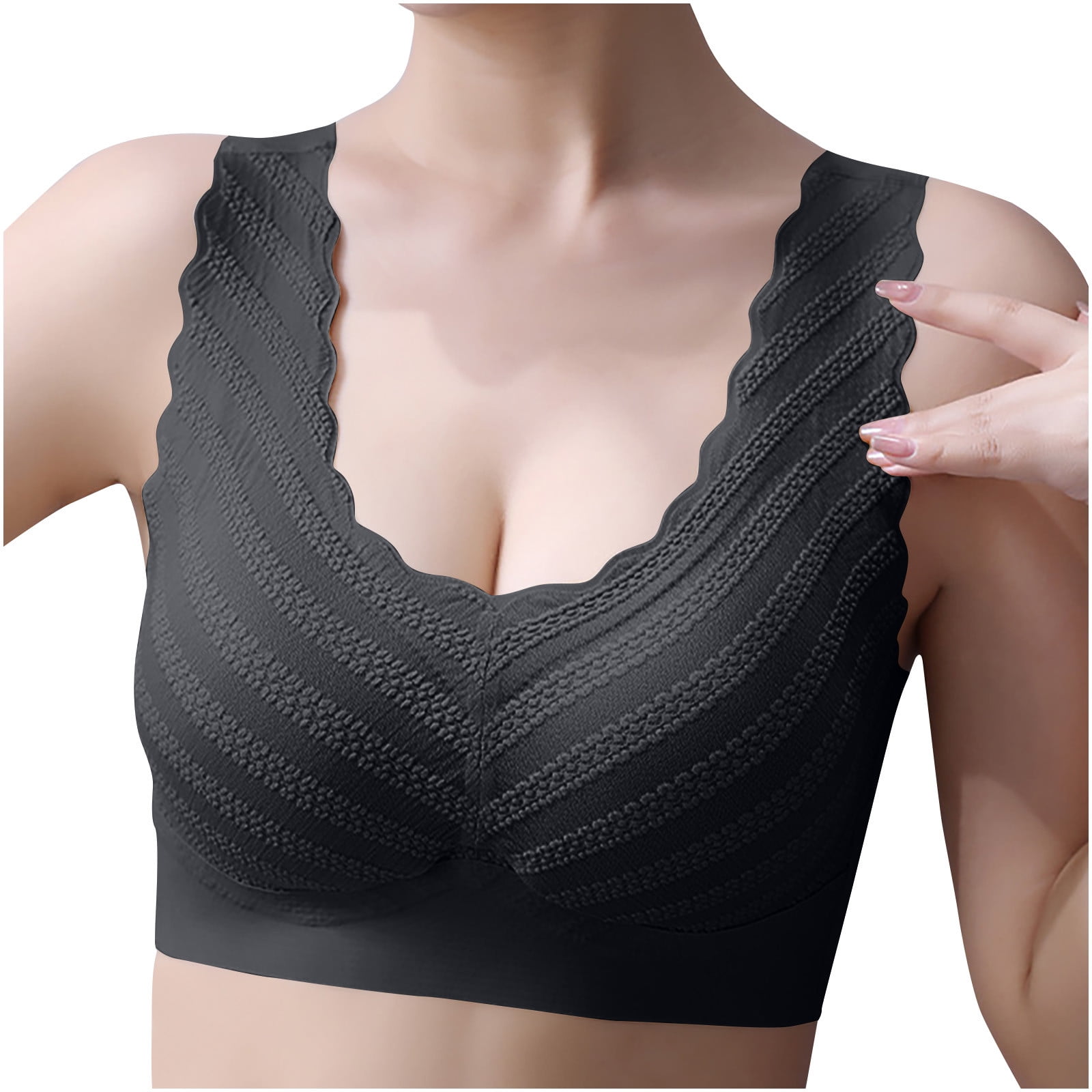 YYDGH Seamless Lace Bras for Women Wirefree Comfortable Padded Lift Push Up Thin Soft Back