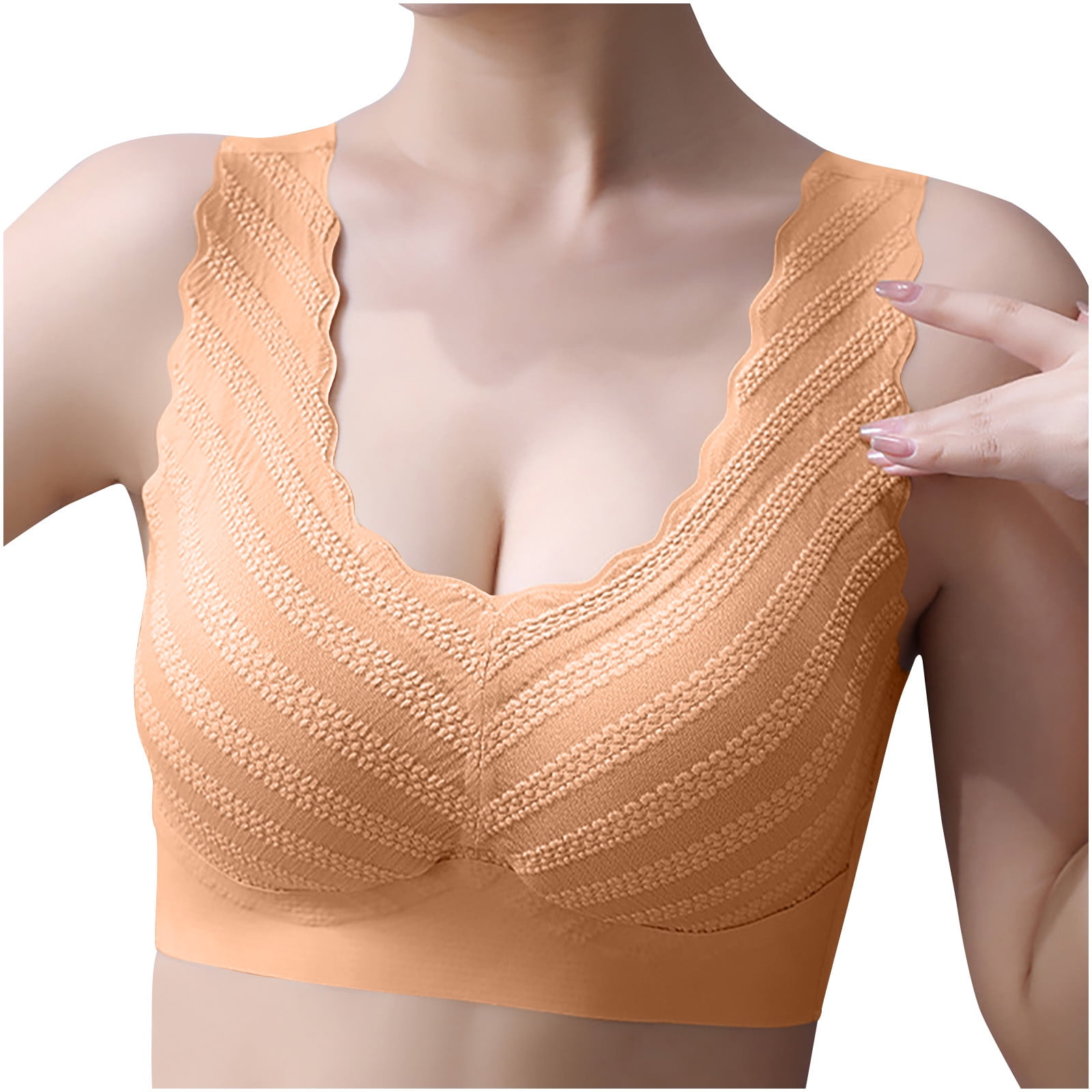 YYDGH Seamless Lace Bras for Women Wirefree Comfortable Padded Lift Push Up Thin Soft Sexy Back