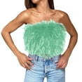 thumbnail image 1 of YYDGH Sexy Tube Top for Women Faux Fur Feather Strapless Back Zipper Up Fuzzy Tight Crop Tank Top Plush Vest Club Streetwear Green M, 1 of 7