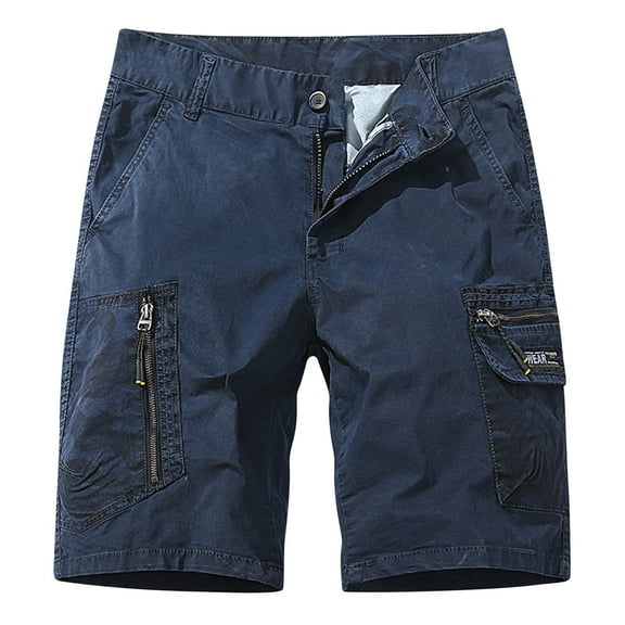 YYDGH Shorts for Mens Summer Casual Cargo Shorts Lightweight Outdoor Work Shorts Pants with Zipper Pocket Blue L