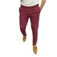 thumbnail image 1 of YYDGH Slim Pants for Men Flat Front Casual Tapered Chino Pants Workday Straight Leg Solid Color Fashion Trousers with Pockets, 1 of 5
