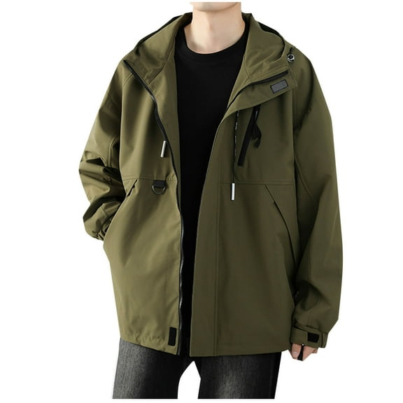 YYDGH Soft Shell Jacket Mens Waterproof Lightweight Hooded Softshell Jacket Travel Jacket with Hidden Pockets Windbreaker Jackets Green L