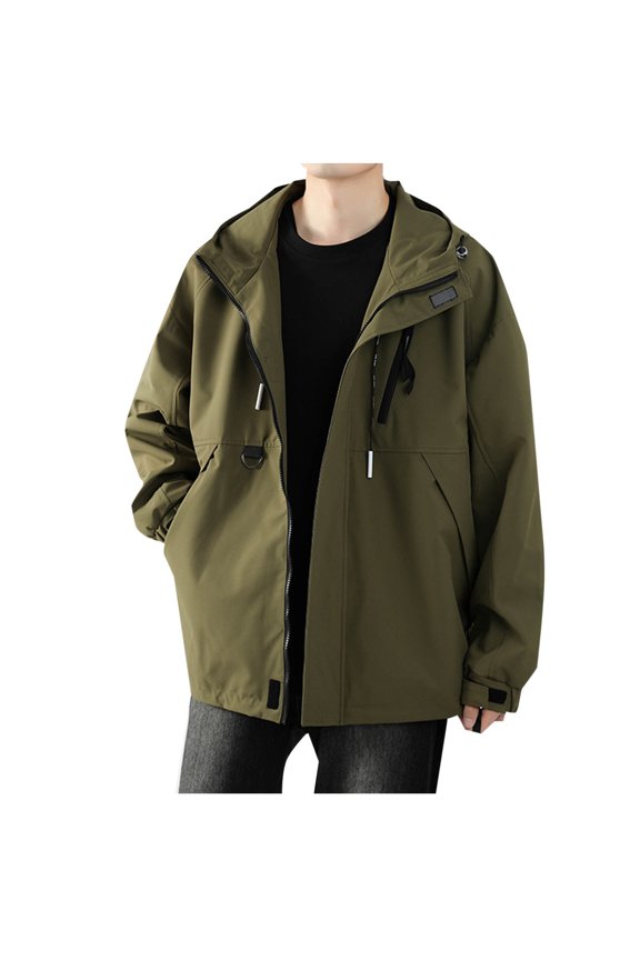 Soft Shell Jacket Mens Waterproof Lightweight Hooded Softshell Jacket Travel Jacket with Hidden Pockets Windbreaker Jackets Green XL