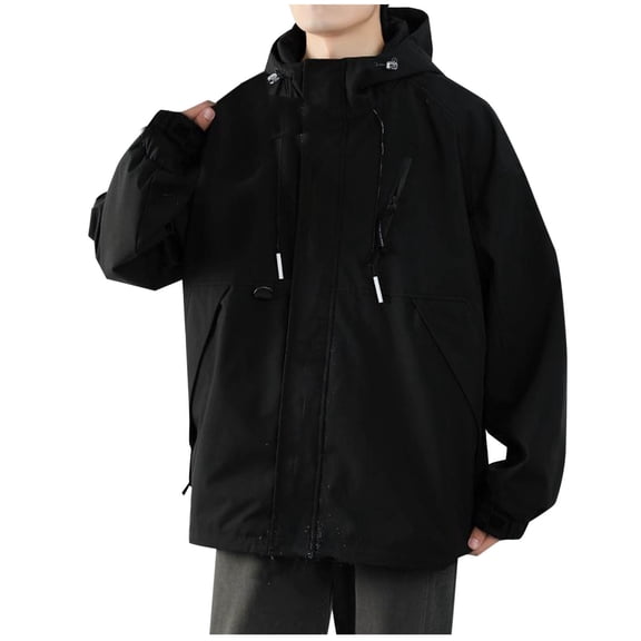 YYDGH Soft Shell Jacket Mens Waterproof Lightweight Hooded Softshell Jacket Travel Jacket with Hidden Pockets Windbreaker Jackets XXL