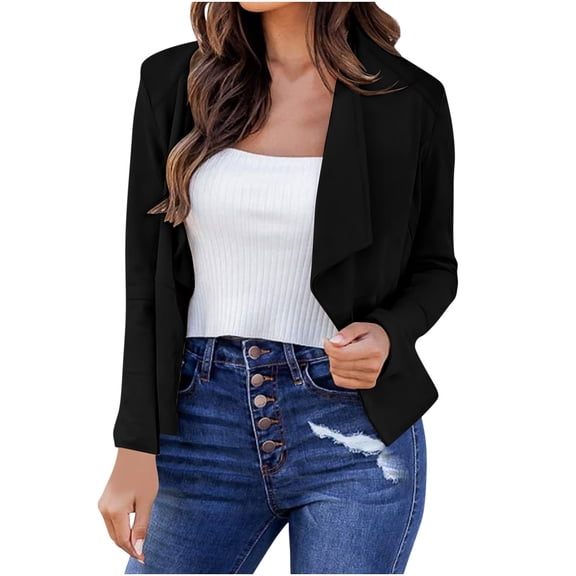 YYDGH Suit Coats for Women Casual Faux Suede Cardigan Lapel Open Front Cropped Jackets with Pocket Solid Fashion Outwear 3XL
