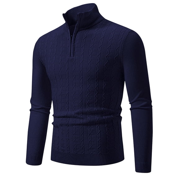 YYDGH Sweaters for Men Quarter Zip Up Long Sleeve Sweatshirt Slim Fit Lightweight Mock Neck Casual Fall Pullover Polo Sweater