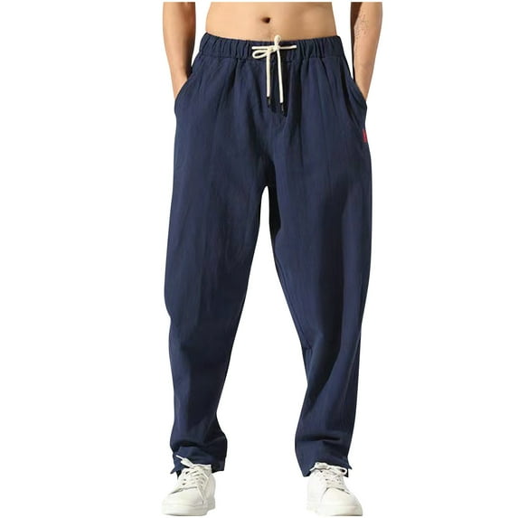 YYDGH Sweatpants for Men Elastic Waist Drawstring Pants with Pockets Solid Color Loose Fit Casual Straight Leg Trousers