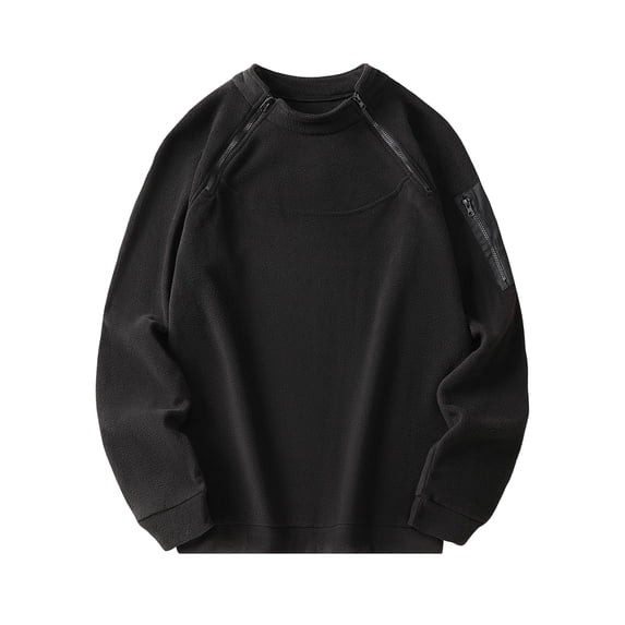 YYDGH Sweatshirts for Men Mock Neck Long Sleeve Pullover Tops Oversized Fleece Warm Fall Winter Trendy Sweatshirt Black 3XL