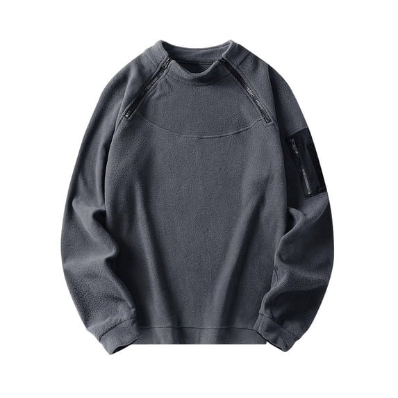 YYDGH Sweatshirts for Men Mock Neck Long Sleeve Pullover Tops Oversized Fleece Warm Fall Winter Trendy Sweatshirt Dark Gray XL
