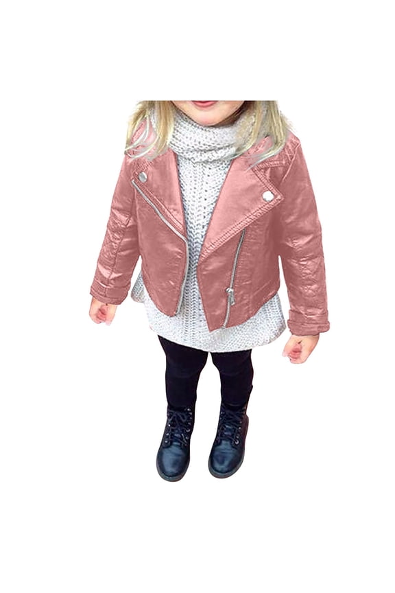Toddler Baby Boy Girl Motorcycle Faux Leather Jackets Coat Winter Outwear for 1-6Y