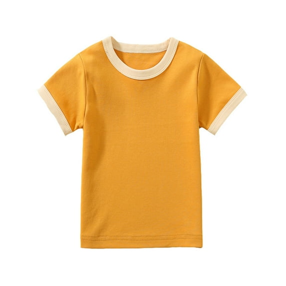 YYDGH Toddler Baby Girls Boys Short Sleeve T Shirt Crew Neck Solid Color Shirts Cotton Summer Causal Loose Tee Top 2-6 Years