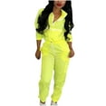 thumbnail image 1 of YYDGH Two Piece Outfits for Women Sweatsuits Set Long Sleeve Half Zip Sweatshirt Jogger Pants Set with Pockets Tracksuit Yellow XXL, 1 of 6
