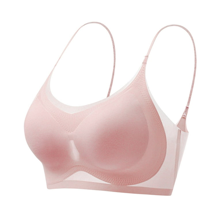 YYDGH Ultra Thin Ice Silk Bras for Women Lifting Cooling Seamless Bras  Non-Marking Net Yarn Breathable Latex Underwear Pink M 