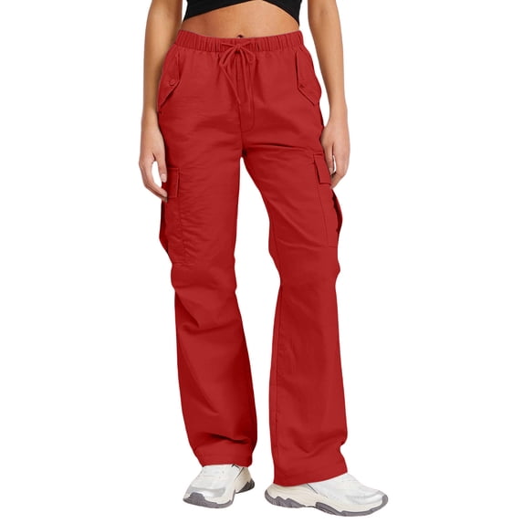 YYDGH Wide Leg Work Pants for Women Baggy Lightweight Hiking Pants with Pockets Drawstring High Waisted Athletic Pants