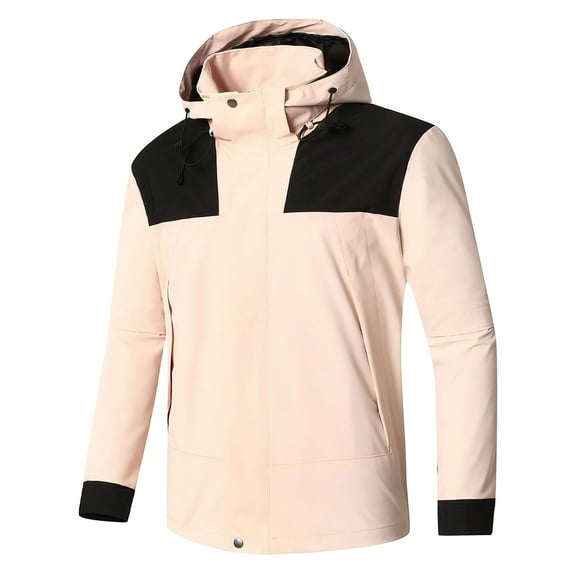 YYDGH Windbreaker Jackets for Men Waterproof Lightweight Hooded Softshell Jacket Travel Jacket with Hidden Pockets Work Coats for Men Winter Jackets Pink S