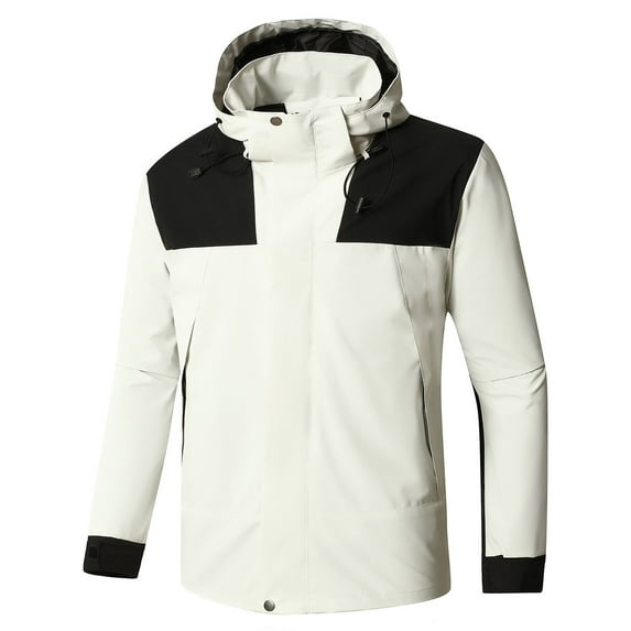 YYDGH Windbreaker Jackets for Men Waterproof Lightweight Hooded Softshell Jacket Travel Jacket with Hidden Pockets Work Coats for Men Winter Jackets L