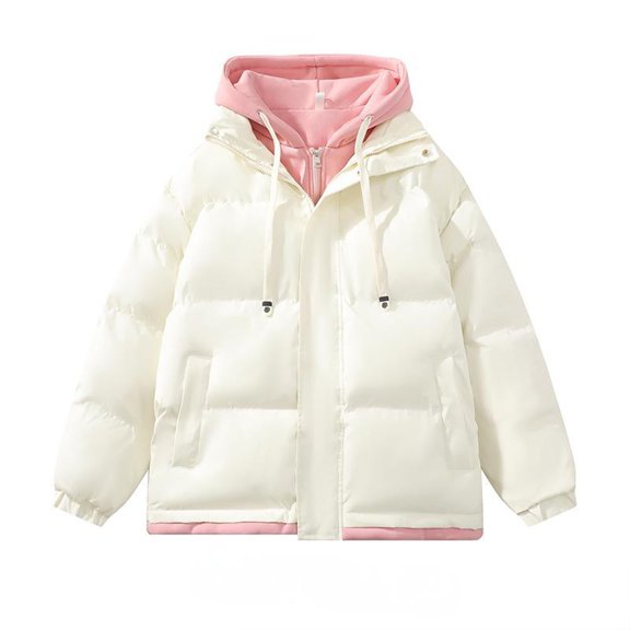 YYDGH Winter Coat Warm Puffer Jacket Thicken Cotton Coat with Hood for Men Plus Size Windproof Outerwear with Pockets Pink 3XL