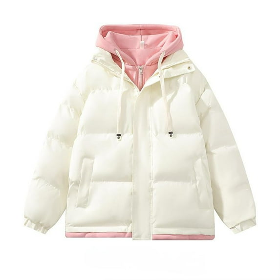 YYDGH Winter Coat Warm Puffer Jacket Thicken Cotton Coat with Hood for Men Plus Size Windproof Outerwear with Pockets Pink XL