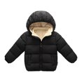 thumbnail image 1 of YYDGH Winter Toddler Baby Fleece Coat Solid Warm Jacket Baby Boys Girls Padded Fuzzy Coats Kids Zipper Plush Hooded Outerwear(Black,6-9 Months), 1 of 3