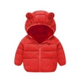 thumbnail image 1 of YYDGH Winter Zipper Coat for Kids Baby Boys Girls Cute Puffer Bear Ear Hoods Padded Jacket Winter Coat Infant Toddler Outwear(Red,4-5 Years), 1 of 6