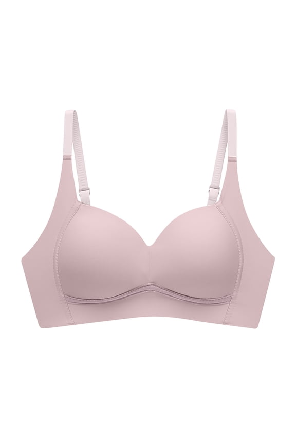 Wireless Push Up Bra for Women Super Soft Wireless Lightly Lined Comfort Bras Pink 32C