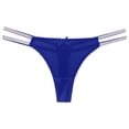 thumbnail image 1 of YYDGH Woman's Satin Silk Thong Briefs Panties Shiny Low Waist Bikini Briefs G-String T-Back Underwear Blue, 1 of 5