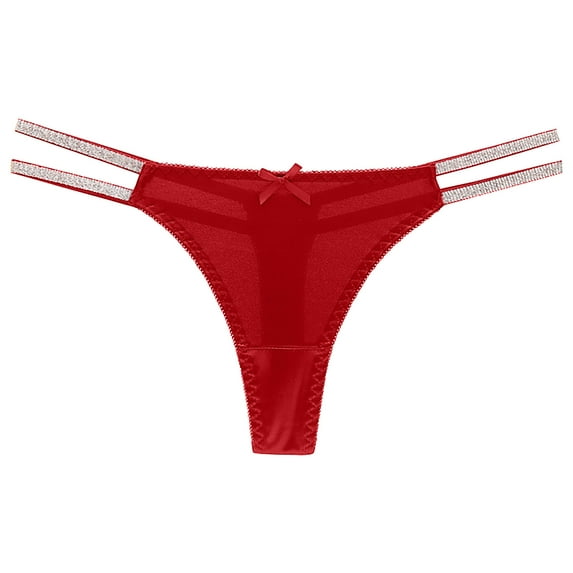 YYDGH Woman's Satin Silk Thong Briefs Panties Shiny Low Waist Bikini Briefs G-String T-Back Underwear Red
