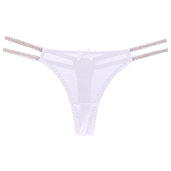 YYDGH Woman's Satin Silk Thong Briefs Panties Shiny Low Waist Bikini Briefs G-String T-Back Underwear White