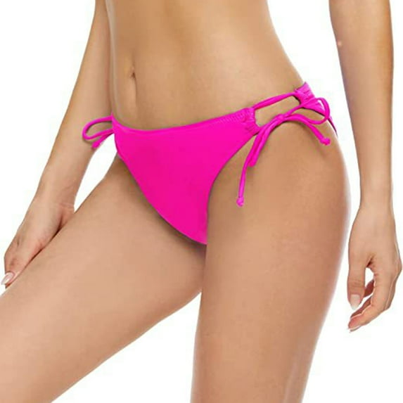 YYDGH Women Bikini Bottoms Side Tie Adjustable Bathing Suit Swimsuit Swim Bottom Beachwear Swimwear Hot Pink L