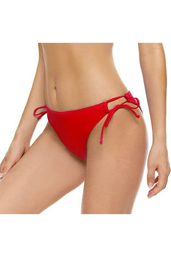 Women Bikini Bottoms Side Tie Adjustable Bathing Suit Swimsuit Swim Bottom Beachwear Swimwear Red L