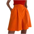 thumbnail image 1 of YYDGH Women Business Casual Button Dress Shorts High Waist Wide Leg Pleated Shorts Summer Solid Bermuda Shorts with Pockets Orange XL, 1 of 8