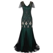 YYDGH Women Evening Dress 1920s Flapper Cocktail Mermaid Plus Size Formal Gown Vintage Wedding Party Maxi Dresses Green 3XL