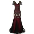 thumbnail image 1 of YYDGH Women Evening Dress 1920s Flapper Cocktail Mermaid Plus Size Formal Gown Vintage Wedding Party Maxi Dresses Red 3XL, 1 of 1
