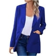 thumbnail image 1 of YYDGH Women Open Front Blazers Notch Lapel Long Sleeve Casual Business Office Slim Suit Jacket with Pockets Blue XL, 1 of 5