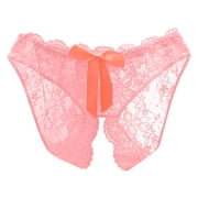 YYDGH Women Sheer Lace Panties Open Sexy Panties G-string Underwear Tangas Soft Thongs Lingerie Orange L