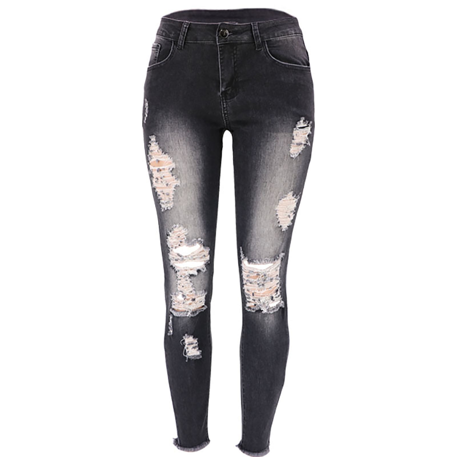 YYDGH Women Skinny Ripped Jeans Stretch Distressed Destroyed Denim — free download